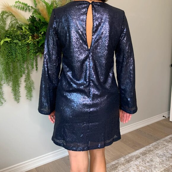 FRNCH Blue Sequin Kelsey Dress BLOWOUT - Picture 2 of 2